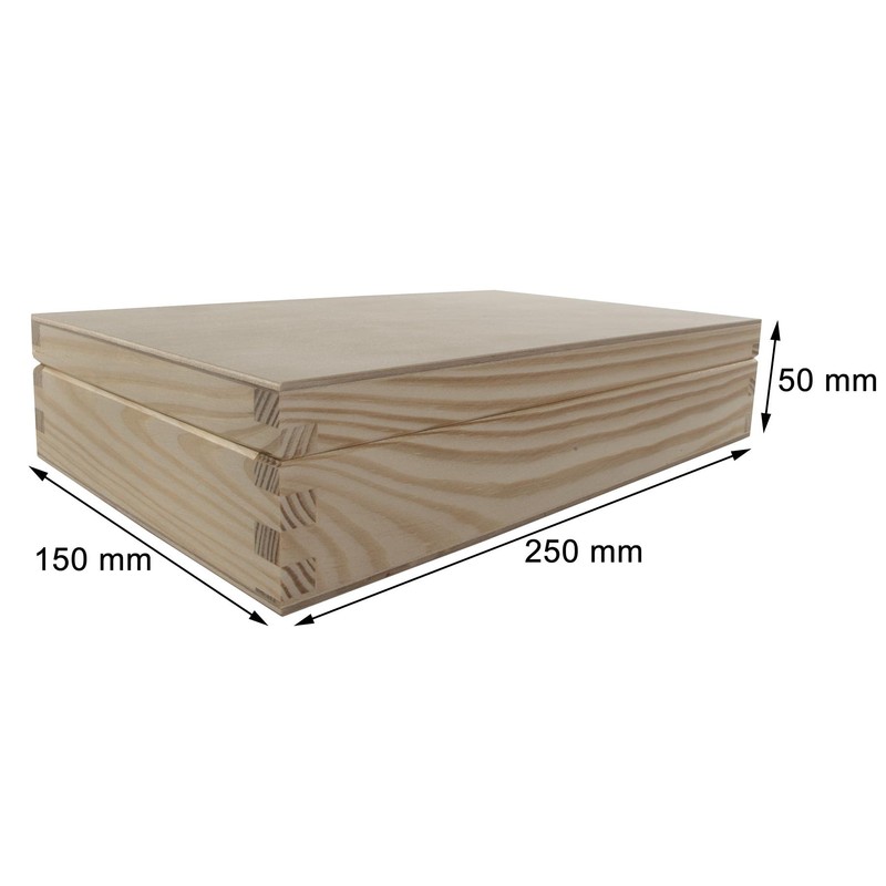 Shallow Flat Slim Wooden Box Gift Case | 25 x