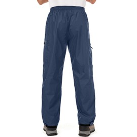 Men's Rain Pants Waterproof Rain Over Pants Windproof Hiking Pants for Outdoor Fishing Golf Motorcycle Cycling (1089 Blue L)