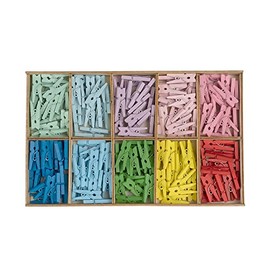 Ideen mit Herz Mini Wooden Pegs, Pack of 200, Small Clothes Pegs, 2.5 cm High, for Photos on Cord Ribbon, Photo Wall, Advent Calendar, Bunting, Money Gifts, Decoration for Christmas, 10 Colours