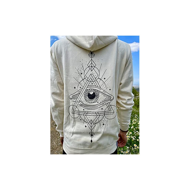 Creme-wei√üer Hoodie Allsehendes Auge (XL)