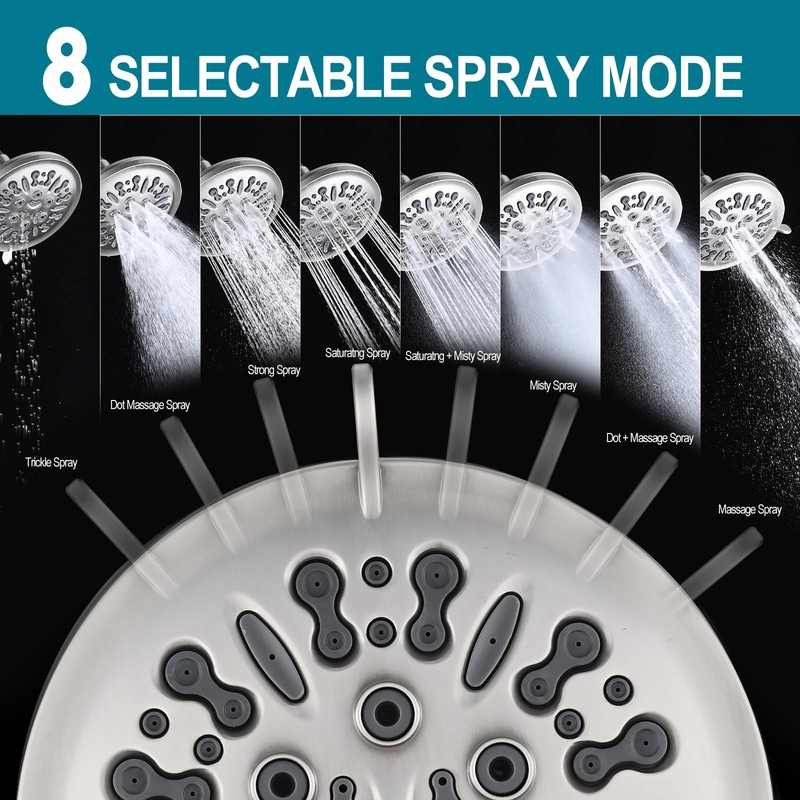 Chomley Double Shower Head with Built-in 2 Shut Off Valve,