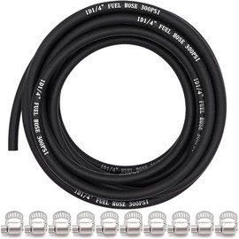 1/2 inch Fuel Hose Line Push Lock NBR Rubber 10FT SAE 30R7 300PSI With 10 Clamps