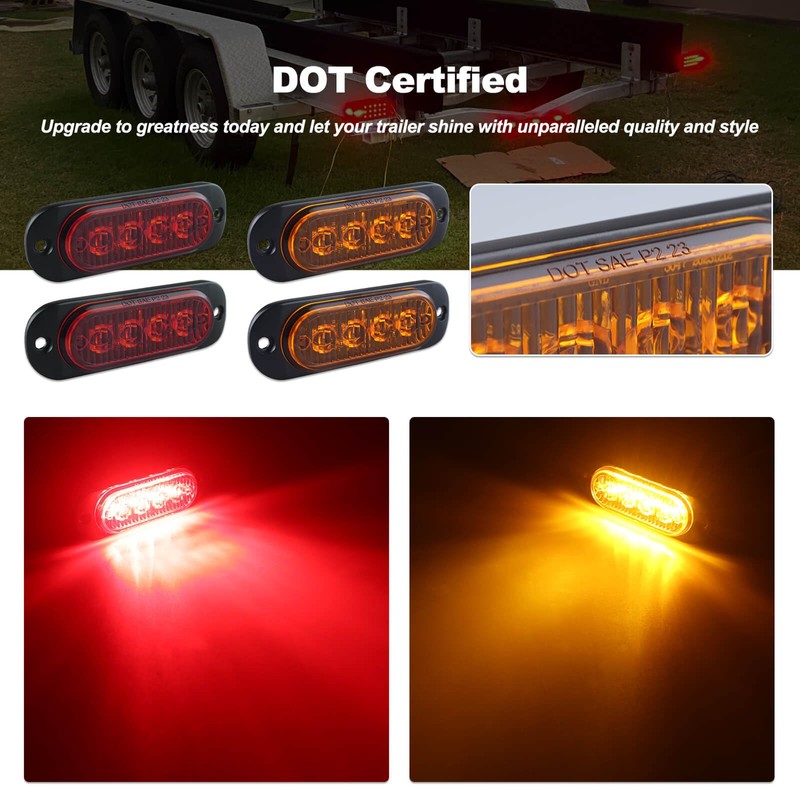 XtraGlow Submersible LED Trailer Light Kit Rectangle American Flag Designed