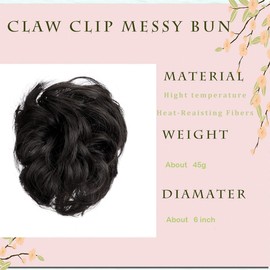 Messy Hair Highlight Ponytail Extension Claw Bun Hair Piece Elastic Drawstring Synthetic Ponytail Extension Hair Bun Extension for Women Daily Use (A-Natural Black)