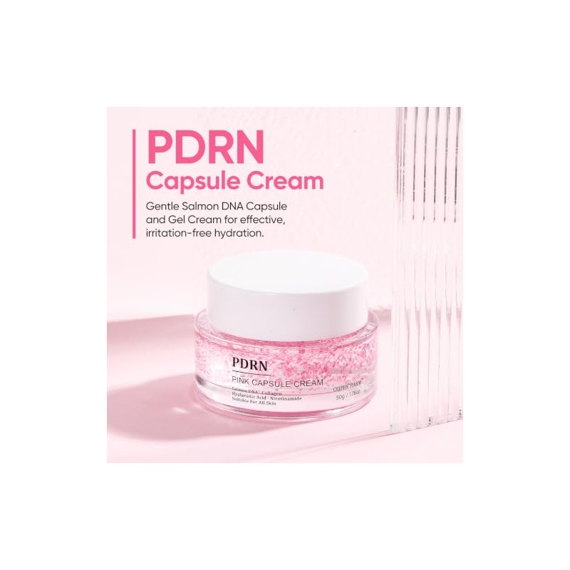 Pink PDRN Capsule Face Cream,Moisturizer Capsule Facial Cream 1.76 OZ