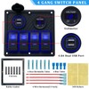 4 Gang Marine Switch Panel, EilxMag Blue Boat Rocker Switch