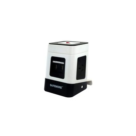 SAFEMORE Mini Vertical Power Board with 2 USB Ports and 3 Plugs, White and Black, (SM-ZL2U3GA)