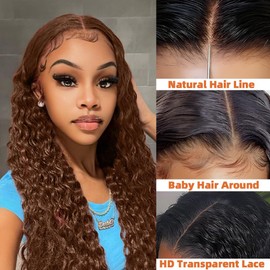 Glueless Wigs Human Hair Pre Plucked Pre Cut, Short Curly Deep Wave Lace Front Wigs Human Hair, 180% Density Wear and Go Glueless Bob Wig Human Hair for Women 16 Inch Light Brown