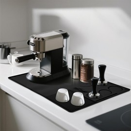 MATIHO Silicone Coffee Mat 24" x 16" Dish Drying Mat Kitchen Countertop Fit Under Coffee Machine (Black)