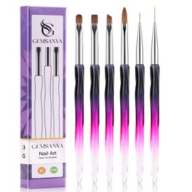 GEMSANVA 6Pcs Nail Art Brushes Set | Clean Up Brush, Liner, Polish & Extension Gel Brush | Nail Polish Mistake Cleaner for Nail Art DIY, Manicure Tools