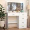 Yamissi Vanity White Makeup Table Set Dressing Desk With 11