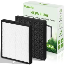 Purairia Air Purifier Filter Replacement for ZWN-132, H13 Ture HEPA Air Filter with Activated Carbon Filters Easy to Install for Smoke Pollen Dander Hair Smell (2 Pack)