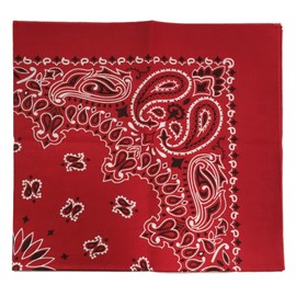 HAV-A-Hank Paisley Bandana 100% Cotton/USA Made 22" Military Army Trainmen Paisley (5 Pack) (Red)