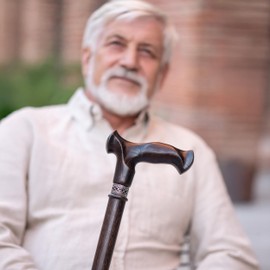 Asterom Walking Cane - Handmade, Ergonomic, Canes for Men - Wooden Walking Sticks for Seniors, Unique (Walnut, 33 Inches)
