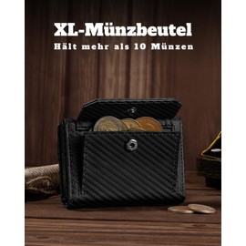 DODENSHA MagSnap Men's Wallet I Slim Wallet with XL Coin Compartment for 10+ Coins I Credit Card Holder Wallet Men for 10+ Cards I Magnetic Closure Wallet Men I RFID Protection, carbon, Modern