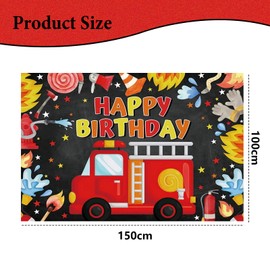 WODJR Fireman Birthday Backdrop Fireman Party Decoration Firetruck Backdrop Firetruck Party Decorations Firefighter Party Decorations Photo Prop for Firemen Firetruck Birthday Party Decorations