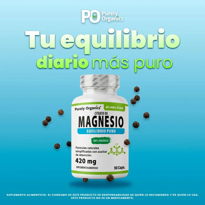 Citrato De Magnesio 90 Cáps Purely Organics