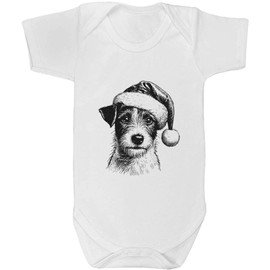 Azeeda 18-24 Month 'Jack Russell Dog Wearing Santa Hat' Baby Grow/Bodysuit (GR00151754)