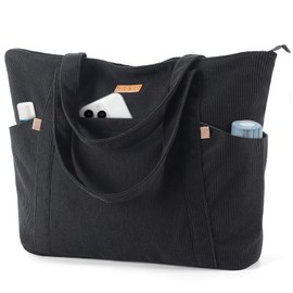 Lekesping Waterproof Laptop Tote Bag for Women - 30L Tote Bags with Zip and Pocket (Black)