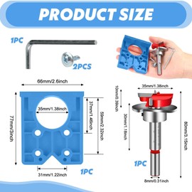 35mm Hinge Jig Drill Bits Set Forstner Bit Sets Positioner Concealed Door Hole Drilling Woodworking DIY Tools for Cabinet Hinges Mounting Plates Kitchen Cupboard and Wood Furniture (Blue)