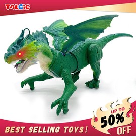 Remote Control Dinosaur Animal Toy, Spinosaurus and T-rex, swift movement & water spray, gift for boys:_Green dragon(Mute function)