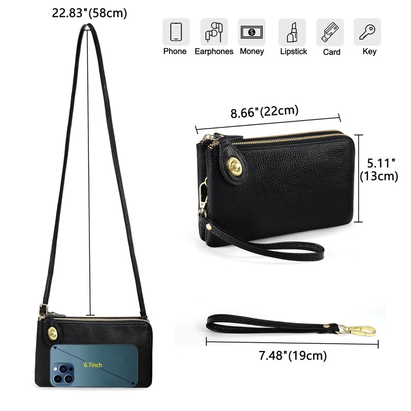 YALUXE RFID Blocking Women's Wristlet Purse Genuine Leather Small Clutch