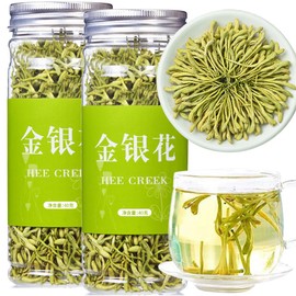 Hee Creek Premium Dried Honeysuckle Tea Jin Yin Hua 2.82oz/80g Honeysuckle Flowers Buds Wild Lonicera Japonica Chinese Traditional Loose Herbal Tea - Caffeine Free - Refreshing & Clean Taste 金银花 金银花茶