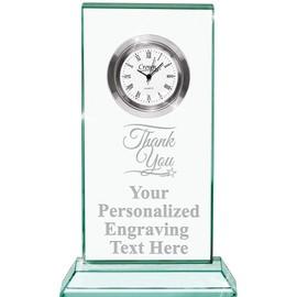 Crown Awards Thank You Jade Duo Crystal Clock with Engraving Included