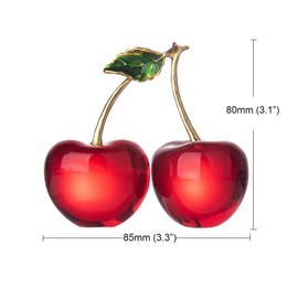 LONGWIN Crystal Cherry Figurine Glass Fruit Status Paperweight Home Decor Ornaments Tabletop Centerpiece