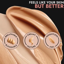 BaeBlu Organic Aloe-Based LUX Liquid Foundation, Natural Vegan Gluten-Free Made in USA, Cappuccino