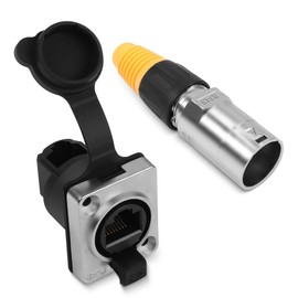 QIANRENON RJ45 Waterproof 90° Angle Network Connector CAT6 RJ45 Panel Mount Outdoor Waterproof Adapter RJ45 Industrial Network Coupler Assembly,Waterproof IP65 (RJ45 90° Angle Socket+ Cable Sheath)