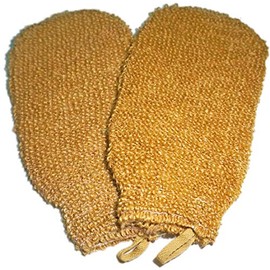 Manoplas exfoliantes de fibra vegetal natural para baño, spa, spa, ducha, lufa y frotar, 2 unidades, para cuidado de la piel en el baño, antienvejecim