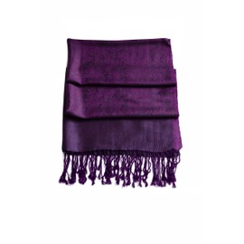 Sakkas Two Tone Vintage Jacquard Paisley Pashmina Shawl Wrap Scarf Stole - Purple