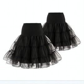 RULTA 50s Women's Retro Petticoat Underskirt Vintage A-line Crinoline Half Briefs Rockabilly Tutu Skirt, Black and black