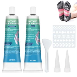 Ganbaro® Sock Stop Anti Slip Adhesive 3.5 oz Anti-Slip Soft Glue Black and Transparent Waterproof Fabric Paint for No-Slip Socks, Bathroom Mats, Rugs, Appliance Quick-Drying 50 ml*2 PC