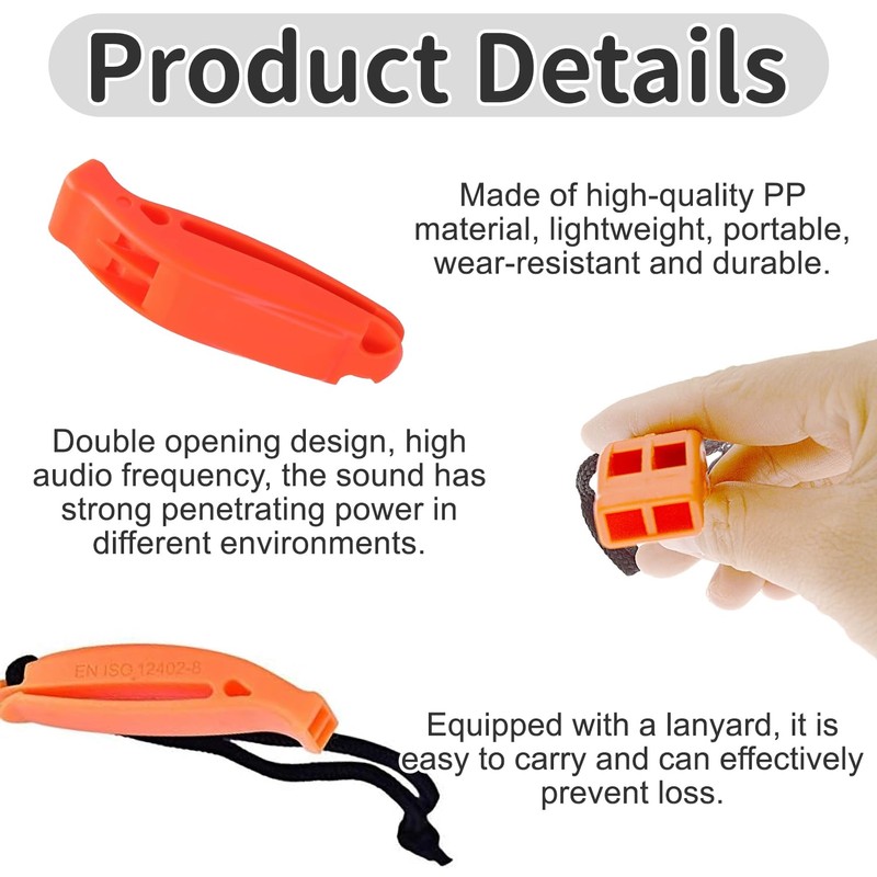 2 Pcs Emergency Whistles with Reflective Safety Lanyard - Loud