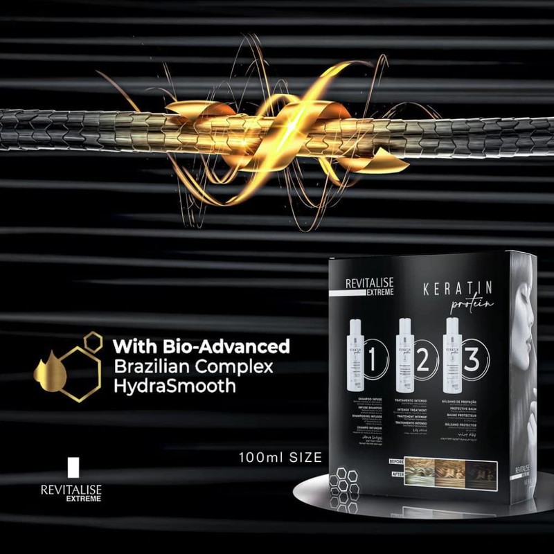Revitalise Extreme Kit 3 Steps Keratin Protein Shampoo Treatment 100ML
