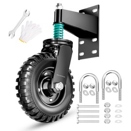 Aclastool Gate Wheel, 15.4 Inch Overall Height, 8 Inch Wheel Diameter, Spring-Loaded Heavy Duty Caster for Metal Tube & Wooden Gates, 700 lbs Capacity, Black (1-Pack)