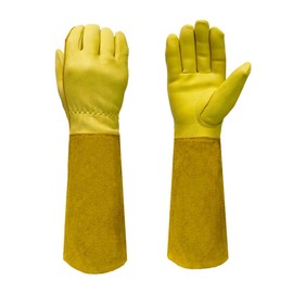 1 pair Long Sleeve Leather Gloves, Gardening Gloves for Men&Women, Rose Pruning Gloves,Puncture and Scratch Resistant, Suitable for Gardening Pruning, Gardeners Yard Work etc.