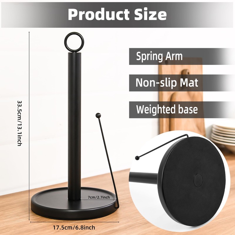 GOWODOOO Countertop Paper Towel Holder for Kitchen–Weighted Base with Non-Slip
