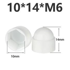 Globellapro Hex Nut Cover, 50 Packs, M6*10*14mm, Plastic, White, Nut Cover for Hex Bolts