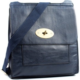 Women Casual Lightweight Everyday Small Crossbody Shoulder Handbag With Flip over and Turn Lock Closure (Blue)