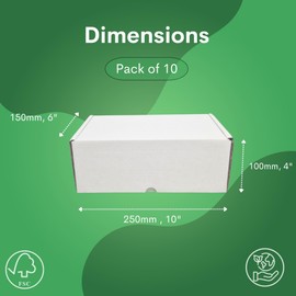 W.E. Roberts Postal Boxes White Cardboard boxes for posting 25x15x10cm (10"x6"x4") parcel box, shipping boxes, small parcel boxes, Small Cardboard Boxes Small Parcel (Pack of 10)