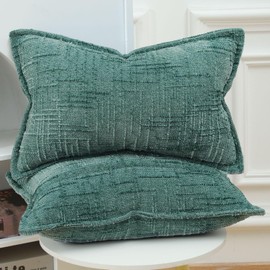 MADIZZ Decorative Chenille Neutral Pillow Covers 30x50 cm Teal Pack of 2 Throw Pillows for Couch Sofa Boho Accent Pillow Cases for Bed Cushion for Bedroom Living Room Modern Home Decor