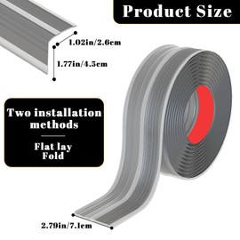 [Glow in The Dark] Stair Edge Trim Protector, Rubber Anti-Slip Stair Nosing, Waterproof & Self-Adhesive Stair Edge Protector for Indoor & Outdoor Safety (Grey, 10FT)
