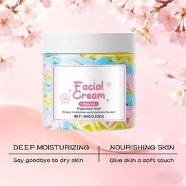 Moisturizing Butter Cream, Deep Hydration Face Cream with Cherry Blossom Extract, Hyaluronic Acid, Avocado Oil Moisturizer for Dry Skin - Gentle Daily Skincare(3.53Oz/Pcs)