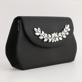 Bright Dinner Clutch Inlaid with Crystal, Imitation Leather, Multi-Functional Shoulder Backpack Belt Metallic Belt, Available in Yellow, Black, White, Red, Gold, Silver, Polyester Fiber Lining, Magnetic Buckle, Suitable for Weddings and Parties - Color: 