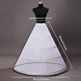 YULUOSHA Women Crinoline Petticoat 4 Hoop A-line Skirt Slips Floor Length Underskirt for Wedding Ball Gown Bridal Dress White