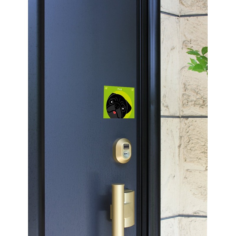 To Pug Black [Black] dog sticker green back