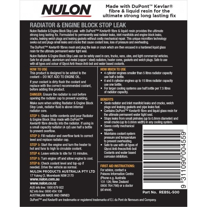Nulon REBSL-500 Radiator and Engine Block Stop Leak 500 ml